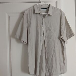 Perry Ellis Short-Sleeve Button-Down Shirt - Light Beige